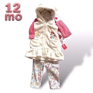 NWT Penelope Mack 12mo Three Piece Snow Garden Set (hooded vest, LS, LP).